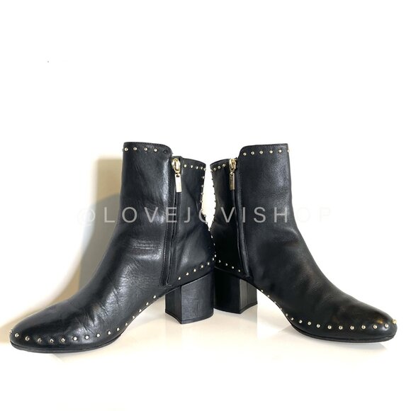 Minimalist | Schutz Black Leather Studded Ankle Boot | Refurbished Sole | Edgy - Picture 8 of 10